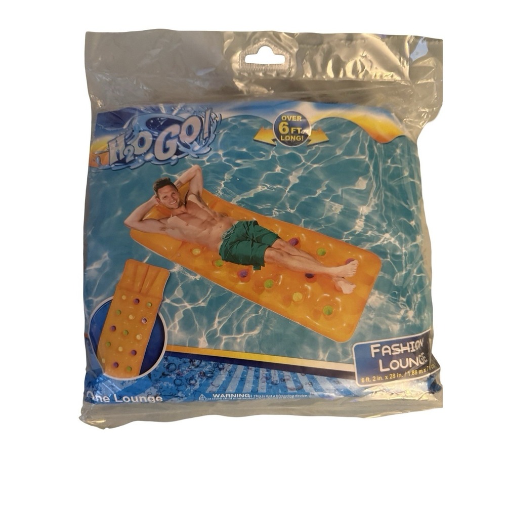 Bestway H2O Go Fashion Inflatable Lounge Pool Float Orange 6ft 2in New